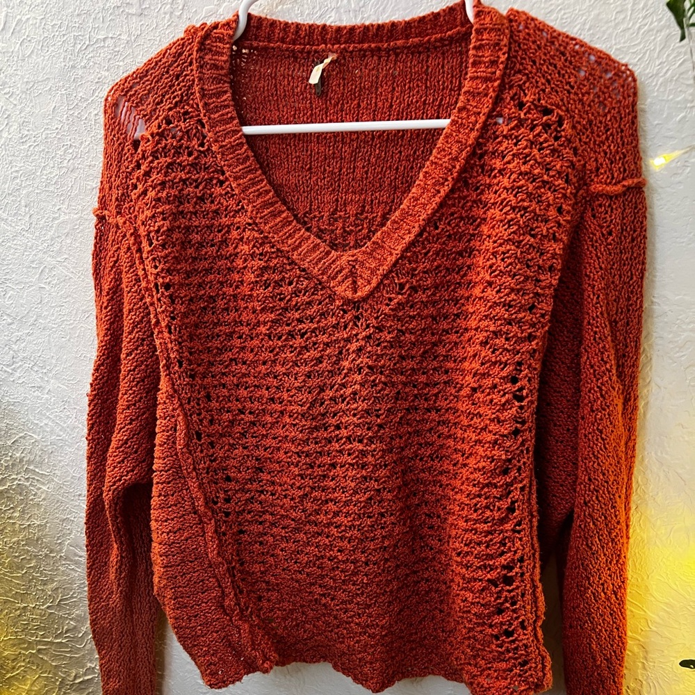 Free people knitted sweater blood orange